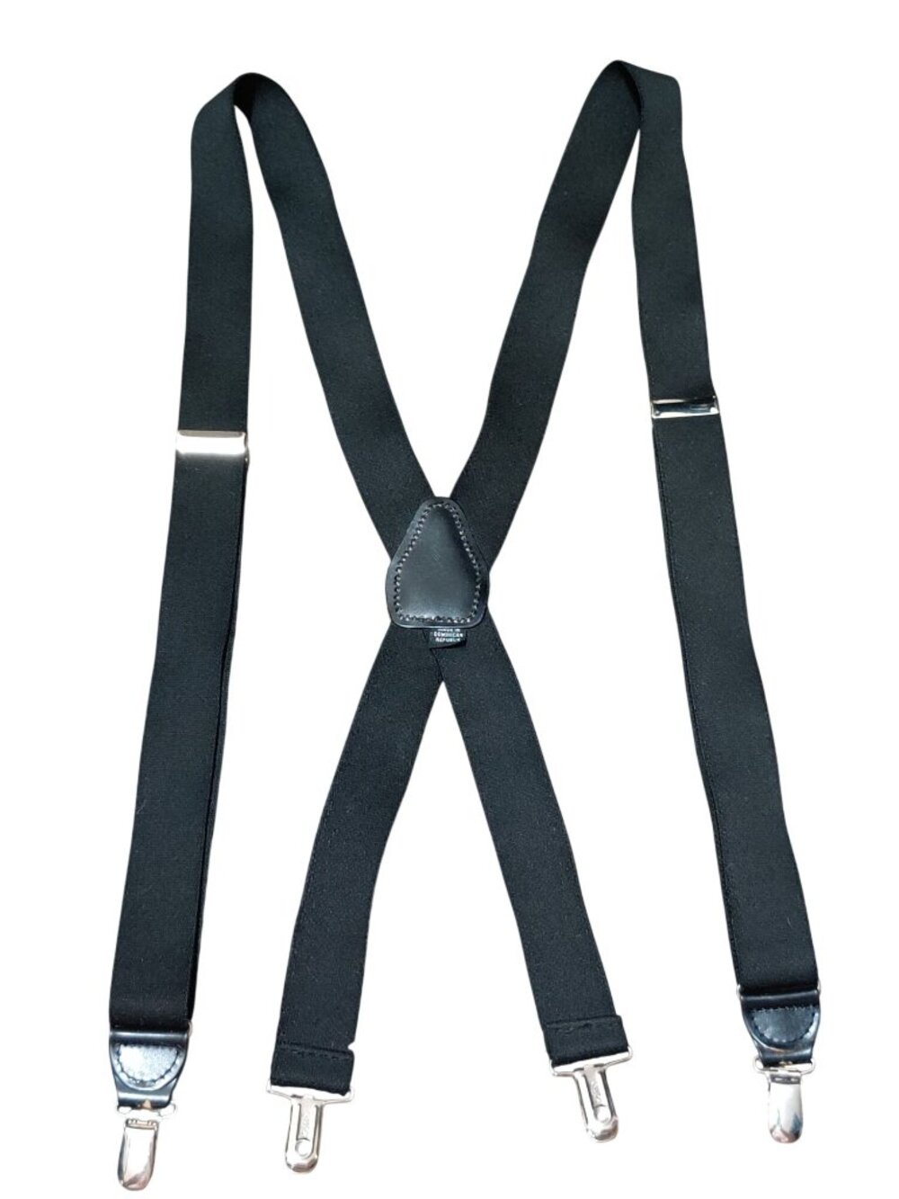 Pelican USA Suspenders Black X Back Clip Adjustable Silver Tone Vintage Classic